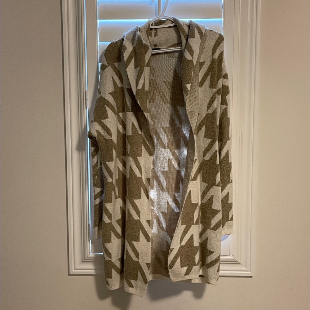 Urban Heritage Open Cardigan Beige/Cream Houndstooth